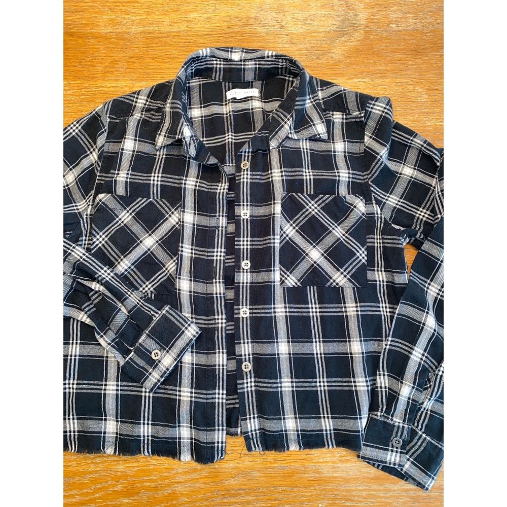 L.A. Hearts Plaid Crop Button Down-M